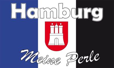 Fahne Flagge Hamburg meine Perle mit Wappen 90 x 150 cm