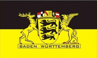 Fahne Flagge Baden - Württemberg mit großem Landessiegel 90 x 150 cm