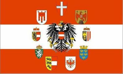 Fahne Flagge Österreich mit 9 Bundesländer Wappen 90 x 150 cm