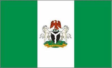 Fahne Flagge Nigeria mit Wappen 90 x 150 cm