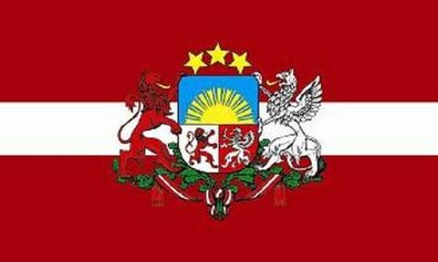 Fahne Flagge Lettland mit Wappen 90 x 150 cm