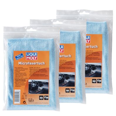 3x LIQUI MOLY Microfasertuch 1651 Reinigungstuch Autopflege Tuch