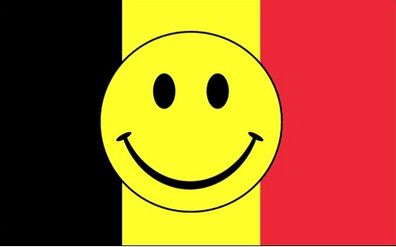 Fahne Flagge Belgien mit Smily 90 x 150 cm