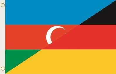 Fahne Flagge Aserbaidschan-Deutschland Hissflagge 90 x 150 cm