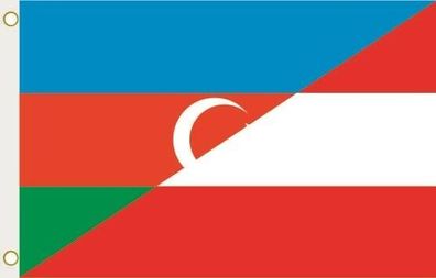 Fahne Flagge Aserbaidschan-Österreich Hissflagge 90 x 150 cm