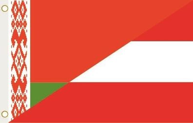 Fahne Flagge Belarus-Österreich Hissflagge 90 x 150 cm