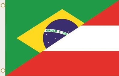 Fahne Flagge Brasilien-Österreich Hissflagge 90 x 150 cm