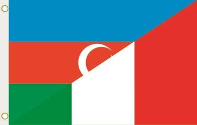 Fahne Flagge Aserbaidschan-Italien Hissflagge 90 x 150 cm