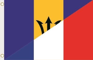 Fahne Flagge Barbados-Frankreich Hissflagge 90 x 150 cm