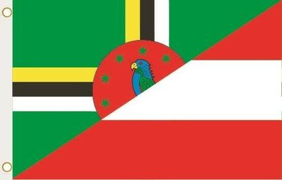 Fahne Flagge Dominica-Österreich Hissflagge 90 x 150 cm