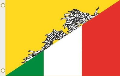 Fahne Flagge Bhutan-Italien Hissflagge 90 x 150 cm