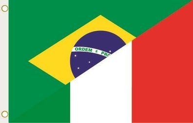 Fahne Flagge Brasilien-Italien Hissflagge 90 x 150 cm