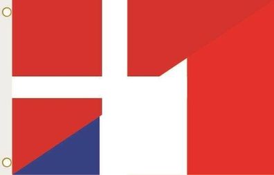 Fahne Flagge Dänemark-Frankreich Hissflagge 90 x 150 cm