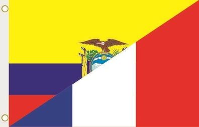 Fahne Flagge Ecuador-Frankreich Hissflagge 90 x 150 cm