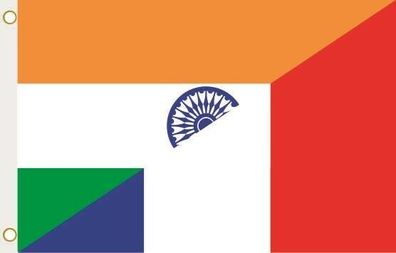 Fahne Flagge Indien-Frankreich Hissflagge 90 x 150 cm