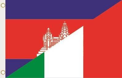 Fahne Flagge Kambodscha-Italien Hissflagge 90 x 150 cm