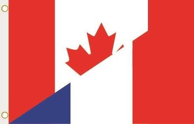 Fahne Flagge Kanada-Frankreich Hissflagge 90 x 150 cm