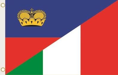 Fahne Flagge Liechtenstein-Italien Hissflagge 90 x 150 cm