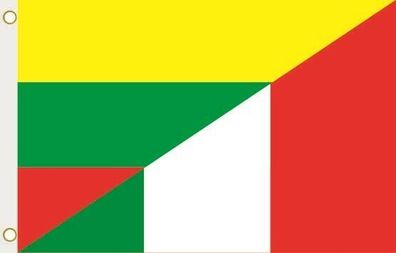 Fahne Flagge Litauen-Italien Hissflagge 90 x 150 cm