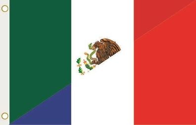Fahne Flagge Mexiko-Frankreich Hissflagge 90 x 150 cm