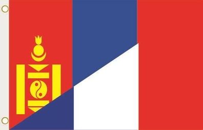 Fahne Flagge Mongolei-Frankreich Hissflagge 90 x 150 cm