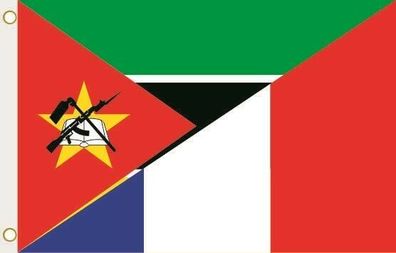 Fahne Flagge Mosambik-Frankreich Hissflagge 90 x 150 cm