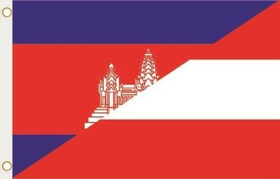 Fahne Flagge Kambodscha-Österreich Hissflagge 90 x 150 cm