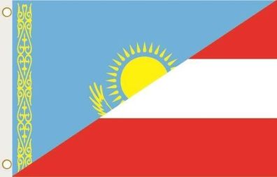 Fahne Flagge Kasachstan-Österreich Hissflagge 90 x 150 cm