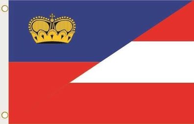 Fahne Flagge Liechtenstein-Österreich Hissflagge 90 x 150 cm