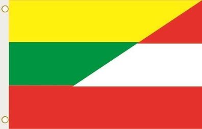 Fahne Flagge Litauen-Österreich Hissflagge 90 x 150 cm