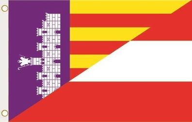 Fahne Flagge Mallorca-Österreich Hissflagge 90 x 150 cm