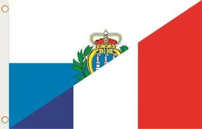 Fahne Flagge San Marino-Frankreich Hissflagge 90 x 150 cm