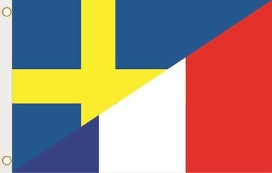 Fahne Flagge Schweden-Frankreich Hissflagge 90 x 150 cm