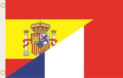 Fahne Flagge Spanien-Frankreich Hissflagge 90 x 150 cm