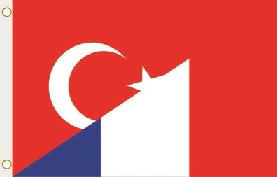 Fahne Flagge Türkei-Frankreich Hissflagge 90 x 150 cm
