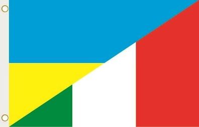 Fahne Flagge Ukraine-Italien Hissflagge 90 x 150 cm
