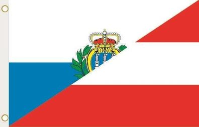 Fahne Flagge San Marino-Österreich Hissflagge 90 x 150 cm