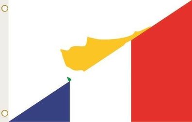 Fahne Flagge Zypern-Frankreich Hissflagge 90 x 150 cm