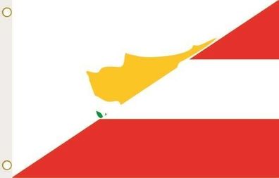Fahne Flagge Zypern-Österreich Hissflagge 90 x 150 cm