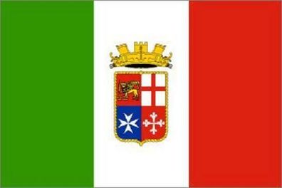 Fahne Flagge Italien mit Wappen und Krone 90 x 150 cm