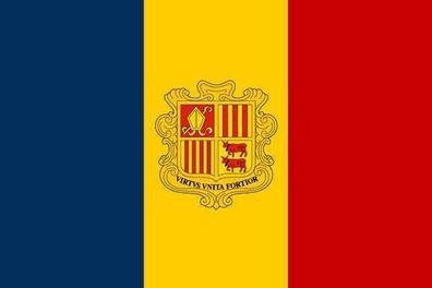 Fahne Flagge Andorra mit Wappen 90 x 150 cm