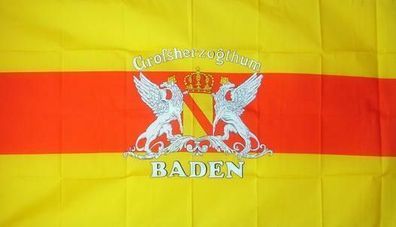 Fahne Flagge Großherzogtum Baden mit Schrift 90 x 150 cm