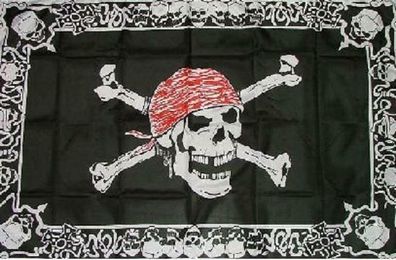 Fahne Flagge Pirat with Triming Piratenflagge 90 x 150 cm
