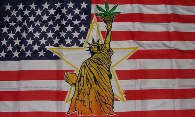 Fahne Flagge USA Liberty Marihuana 90 x 150 cm