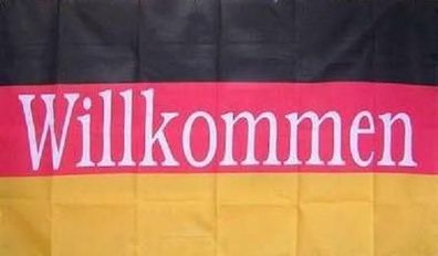 Fahne Flagge Deutschland Willkommen 90 x 150 cm