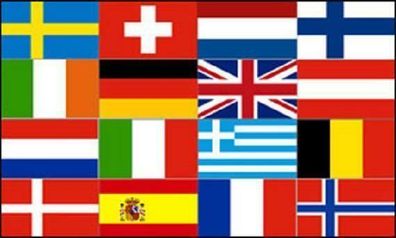 Fahne Flagge Europa 16 Länder 90 x 150 cm