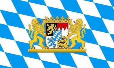 Fahne Flagge Bayern mit Löwenwappen 90 x 150 cm