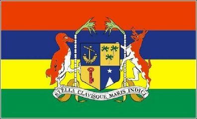 Fahne Flagge Mauritius mit Wappen 90 x 150 cm
