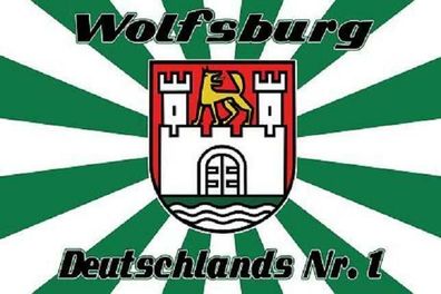 Fahne Flagge Wolfsburg Deutschlands Nr. 1 Größe 90 x 150 cm