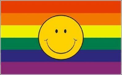 Fahne Flagge Gay Smily Regenbogen 90 x 150 cm